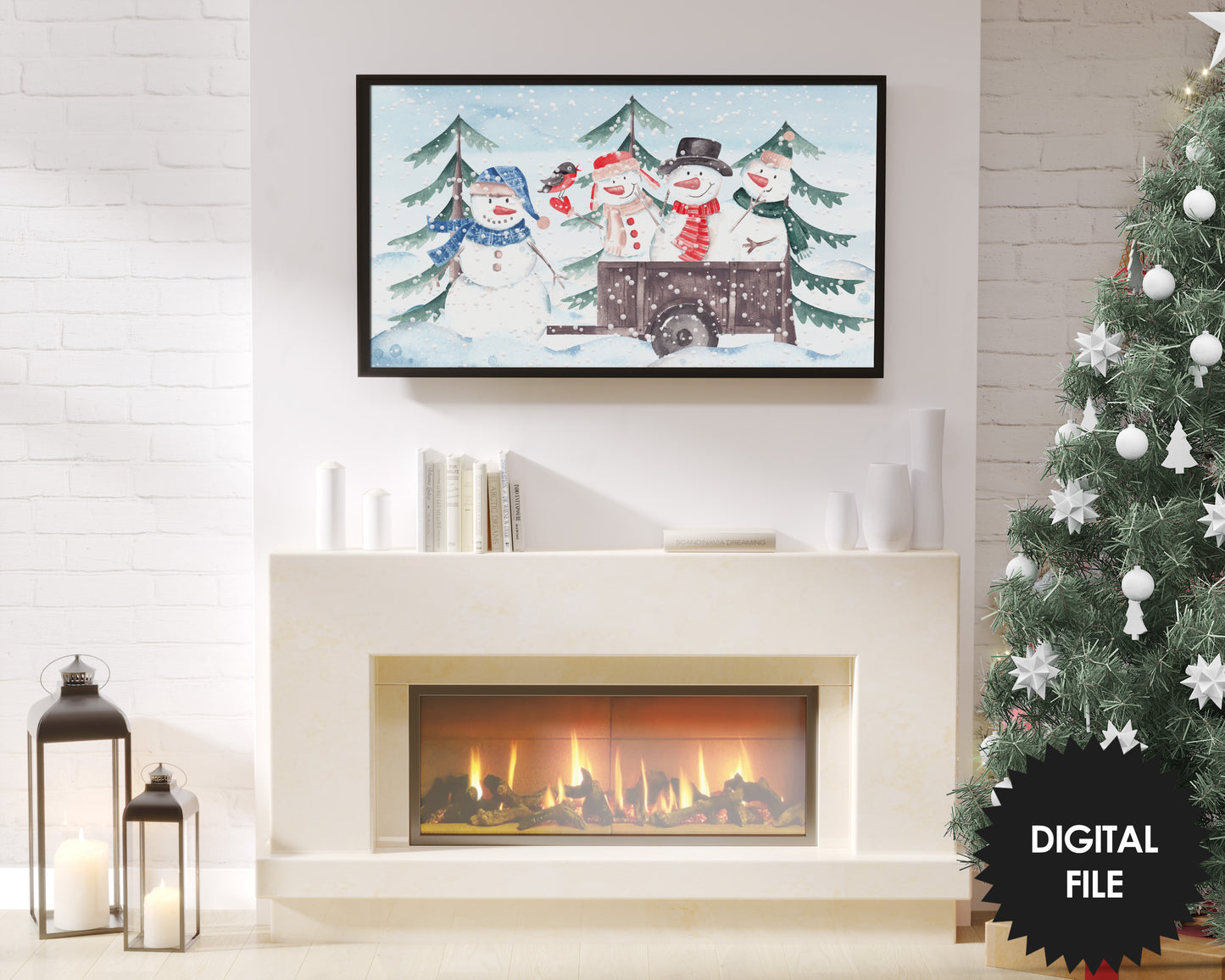 Frame TV Art Snowmen Party | Winter Scene TV Art | Kids Christmas Holiday Art | Digital TV Art | Instant Download