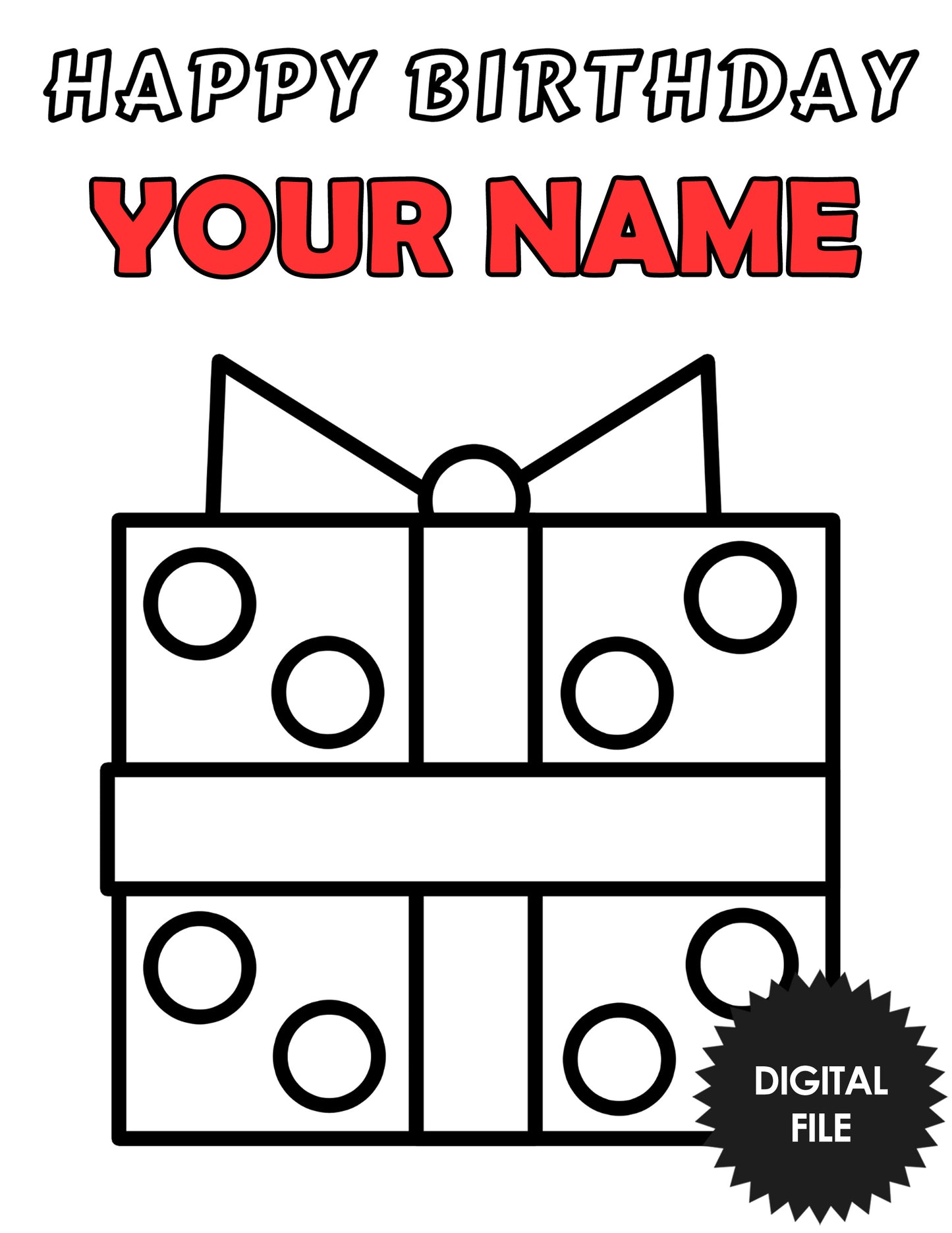 Personalized Birthday Coloring Pages For Kids and Toddlers, Birthday Gift, Very Thick Lines, Custom Name & Age, Kids Printables, 6 Pages PDF