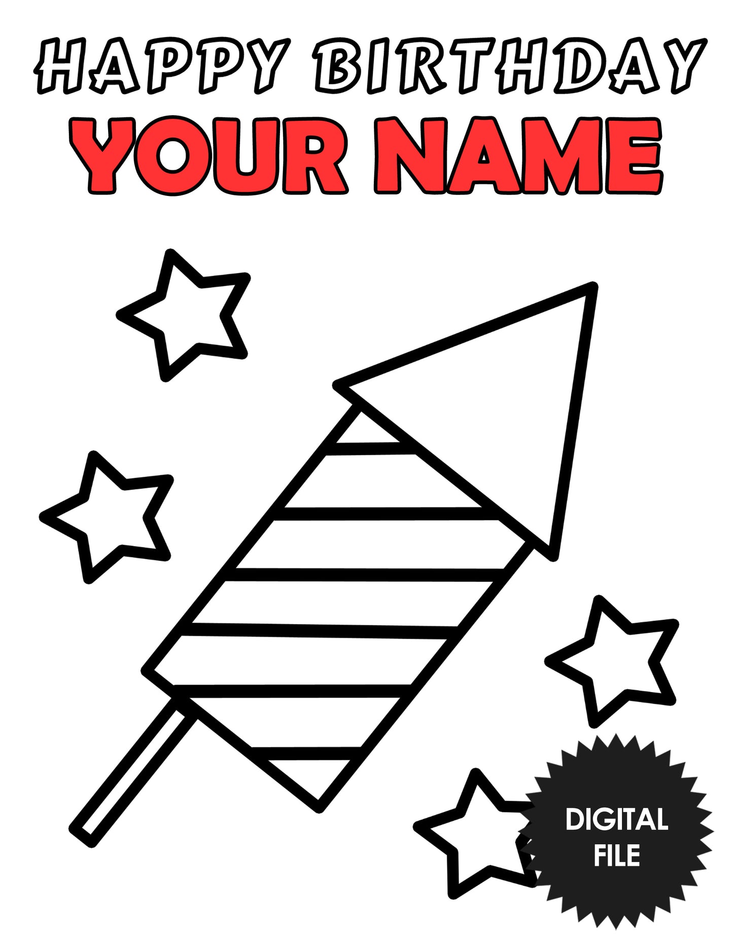 Personalized Birthday Coloring Pages For Kids and Toddlers, Birthday Gift, Very Thick Lines, Custom Name & Age, Kids Printables, 6 Pages PDF