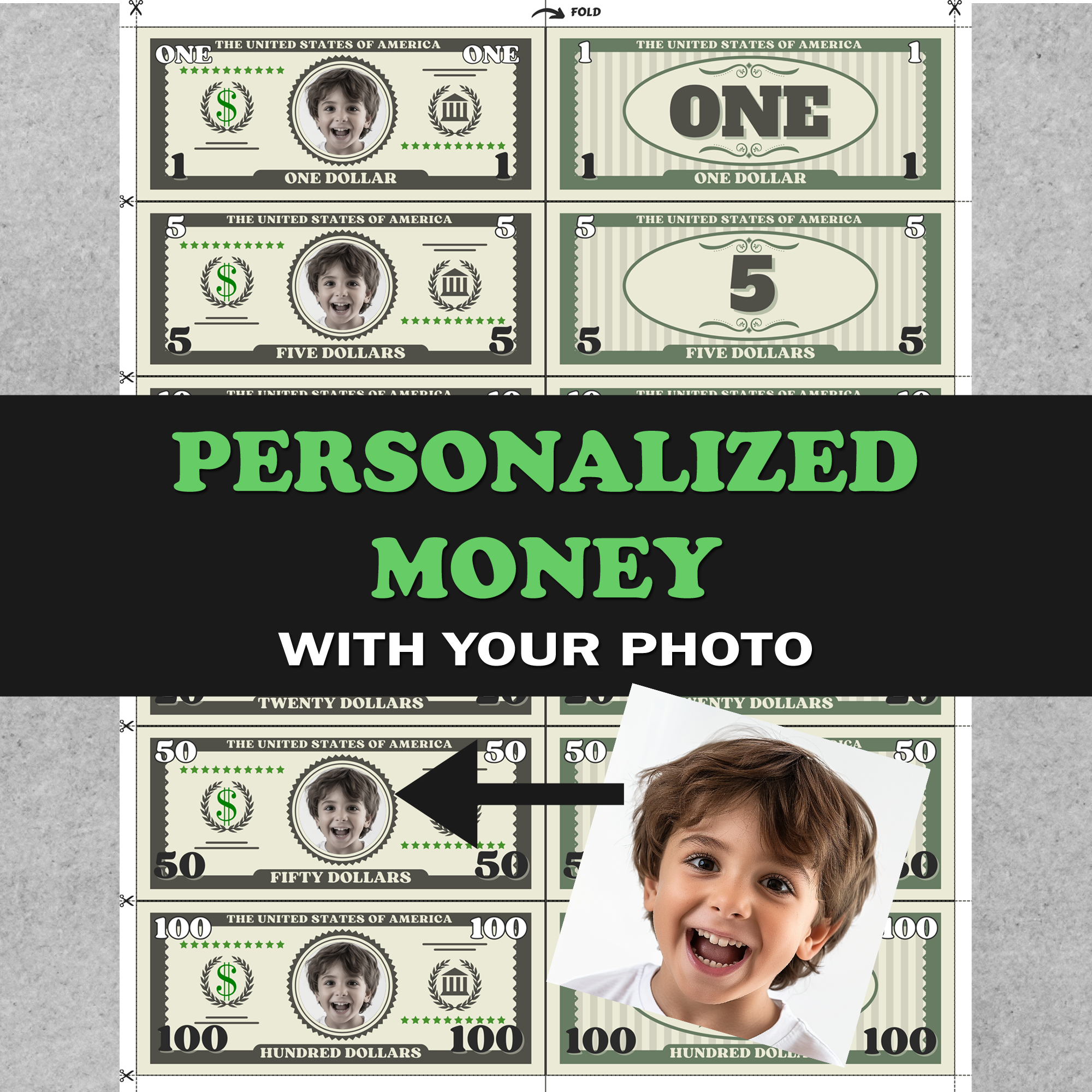 Personalized Play Money For Kids, Pretend Cash, Printable Dollars For – she- print personalized-play-money-for-kids-pretend-cash-printable-dollars-for-she-print