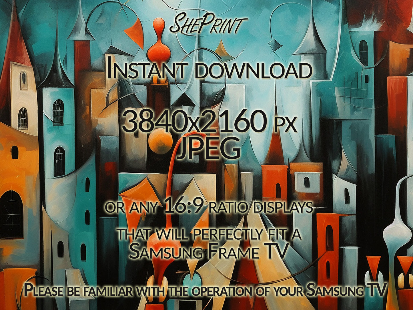 Abstract Halloween Town, Samsung Frame TV Art, Digital TV Art, Instant Download