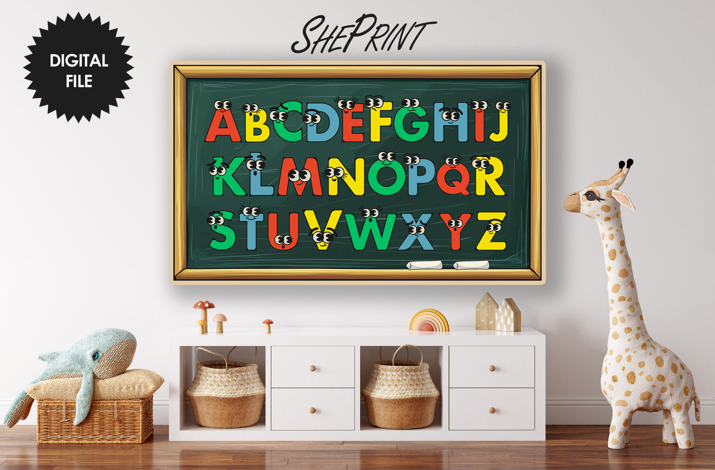 Frame TV Art For Kids | Cute Cartoon Alphabet | Children's Educational TV Art preview in kids room