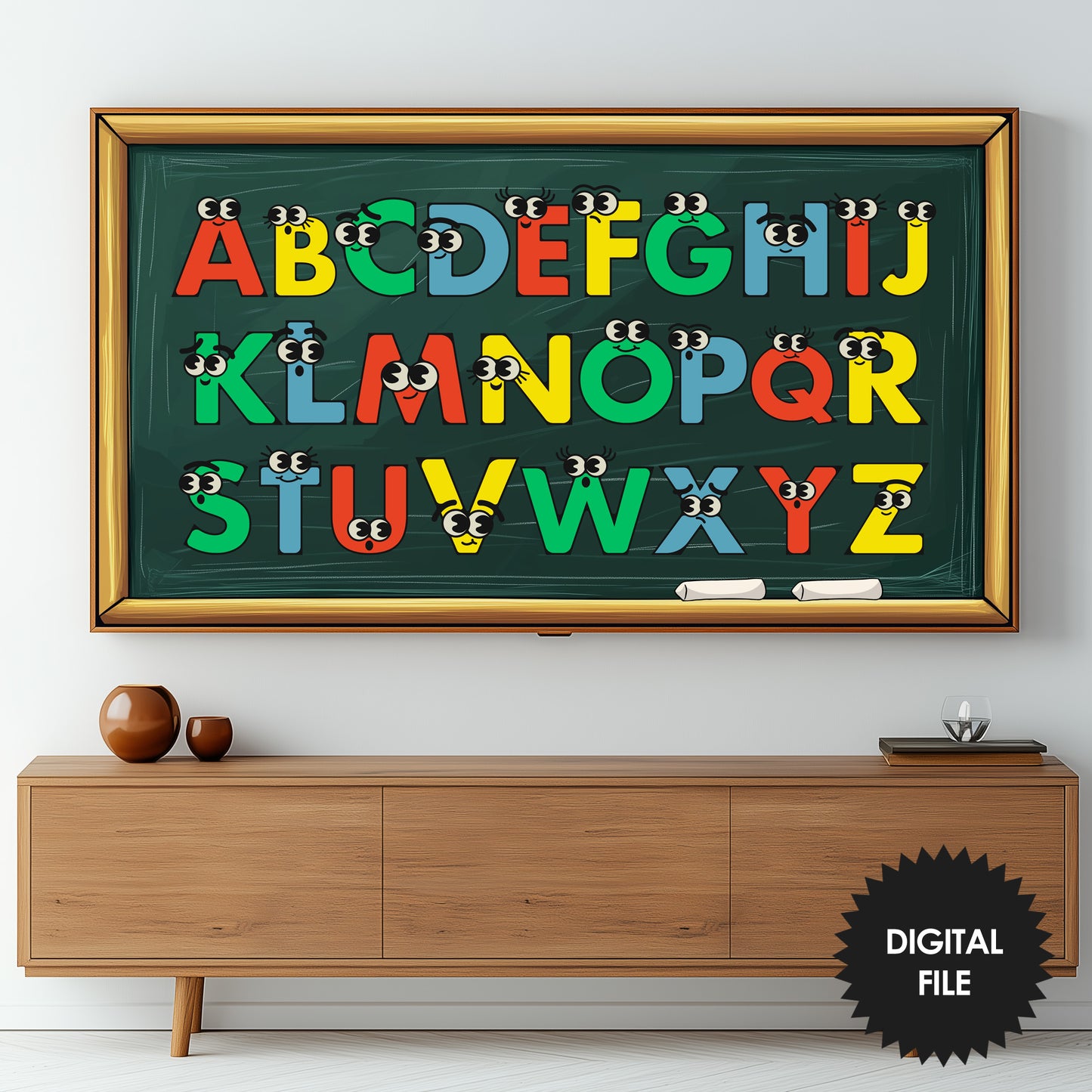 Frame TV Art For Kids | Cute Cartoon Alphabet | Children's Educational TV Art preview in living room