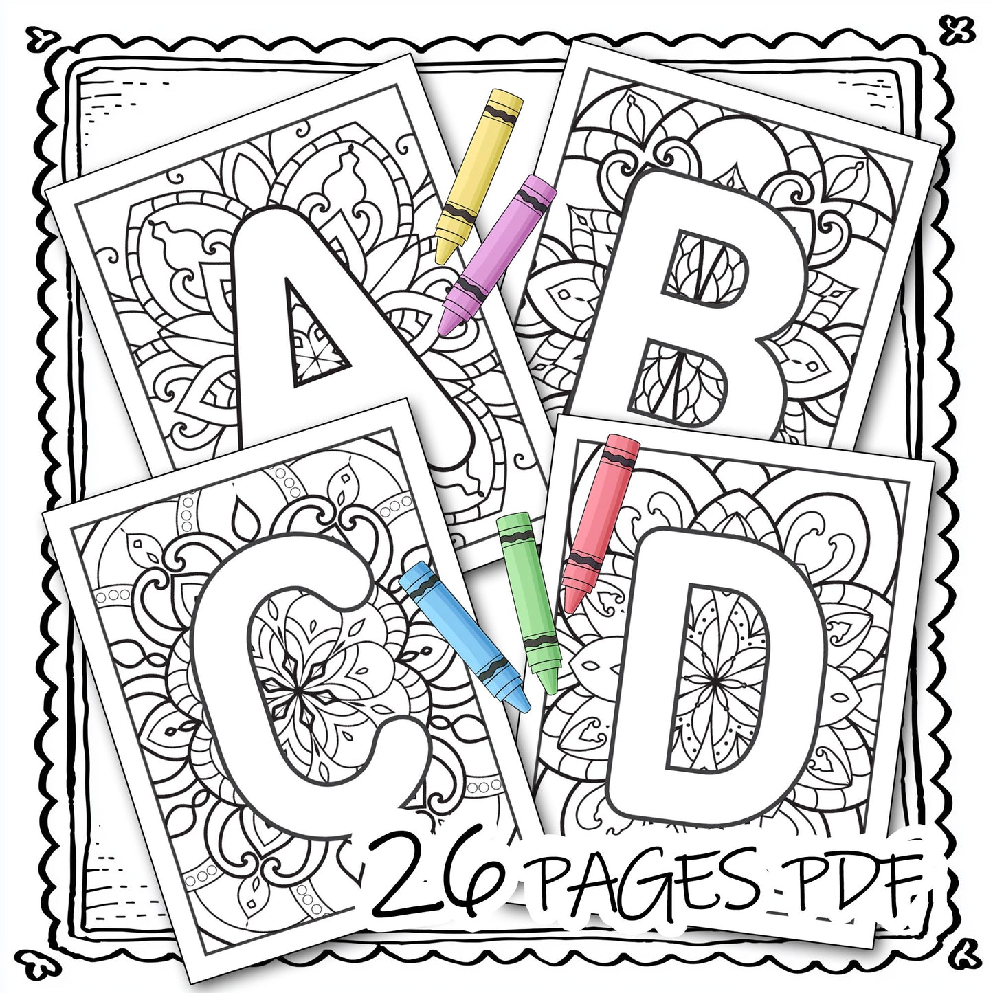 Alphabet Mandala Coloring Pages For Kids preview 1