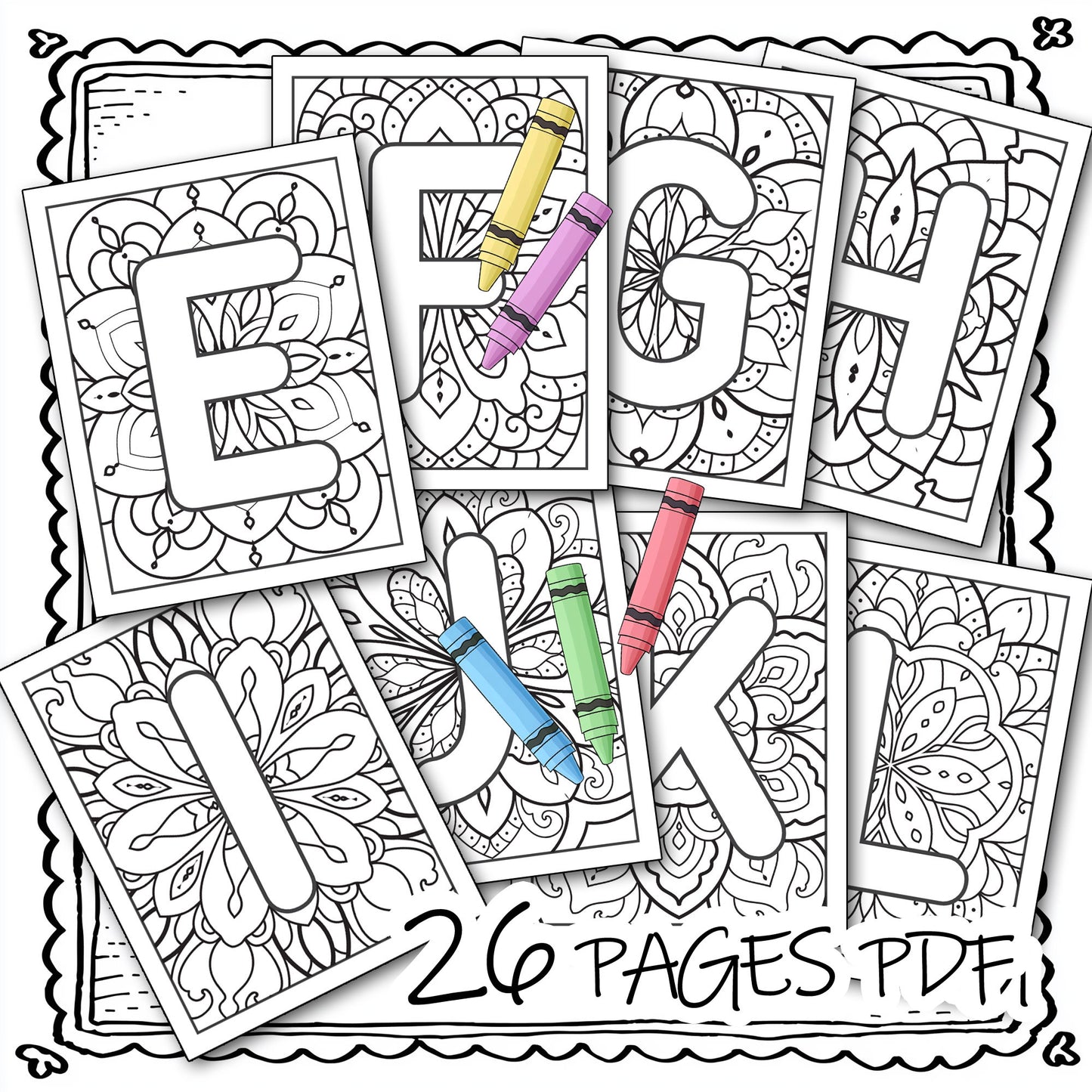 Alphabet Mandala Coloring Pages For Kids preview 3