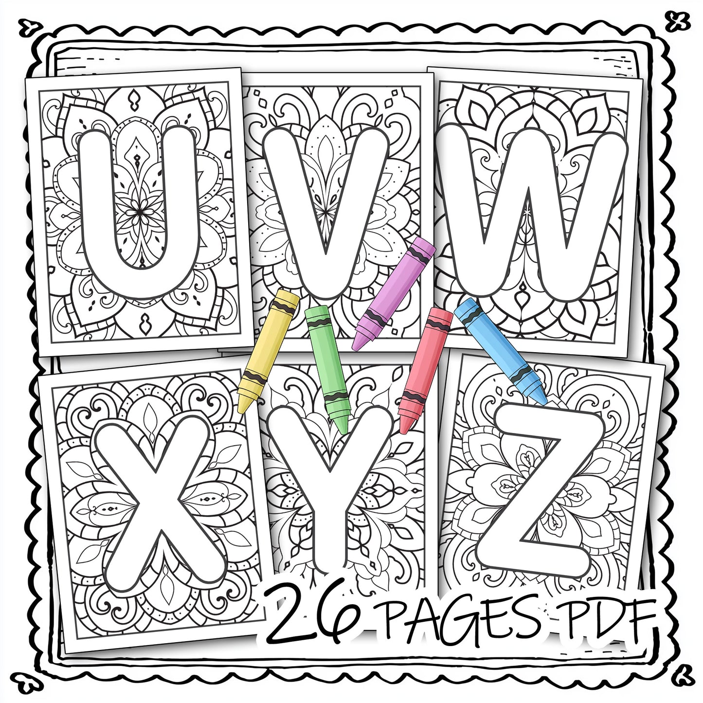 Alphabet Mandala Coloring Pages For Kids preview 4