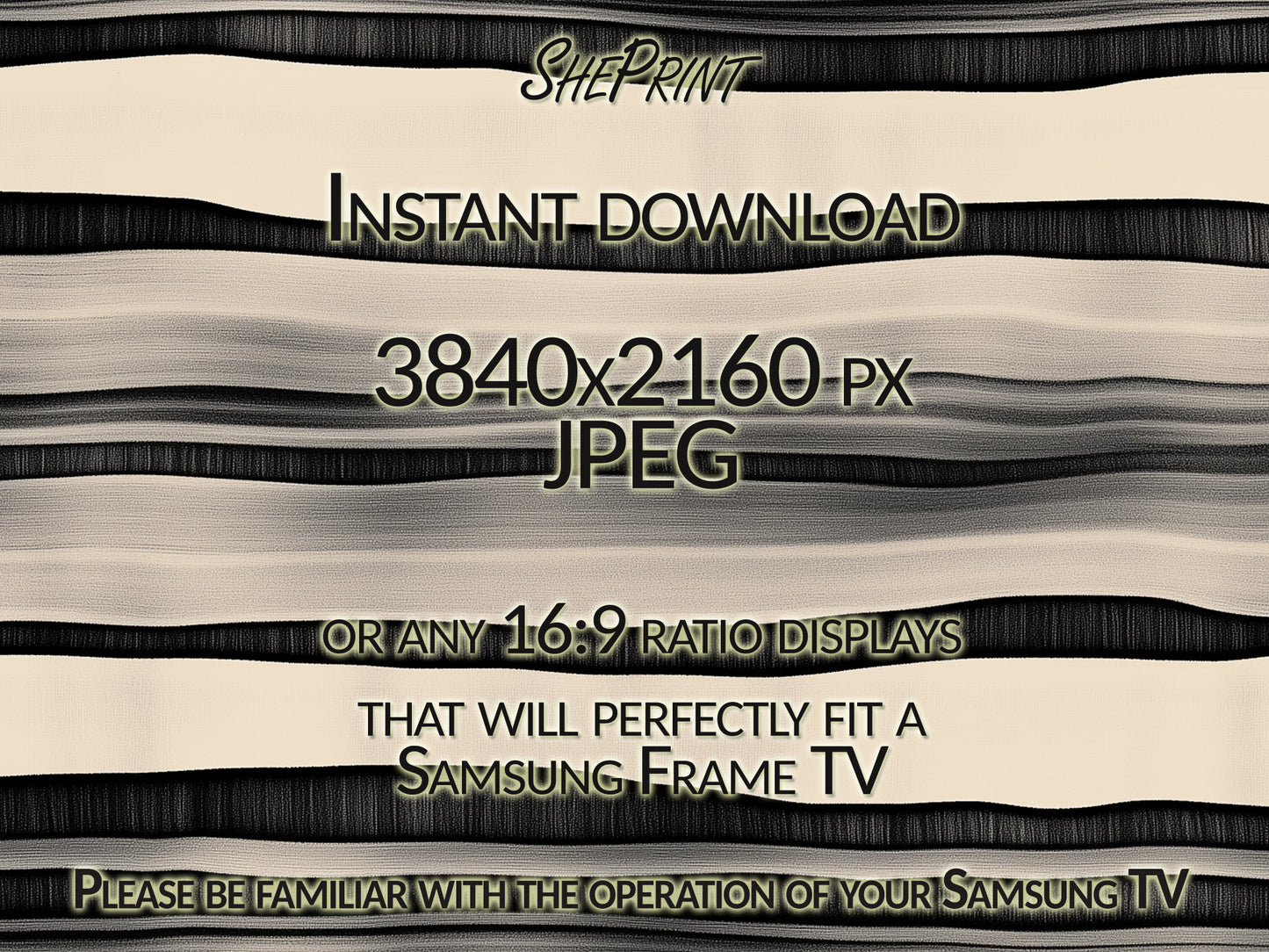 Monochrome Flow – Black & Beige Abstract Frame TV Art close up look