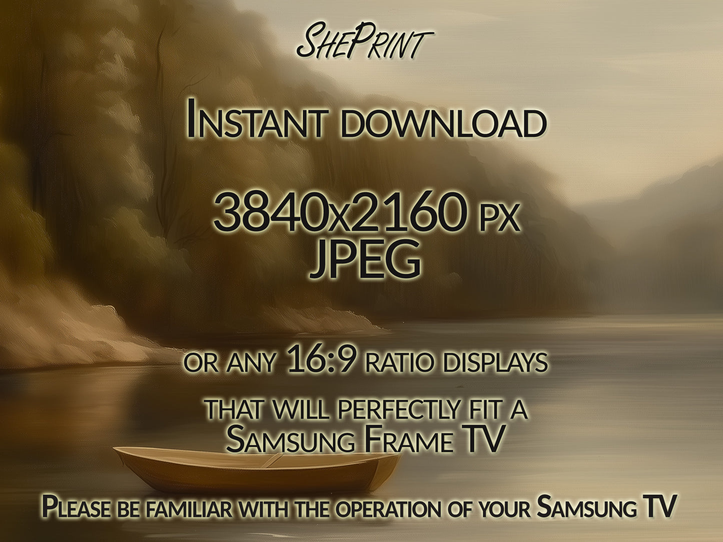 Frame TV Art | Moody Landscape Calm River Scene close up look