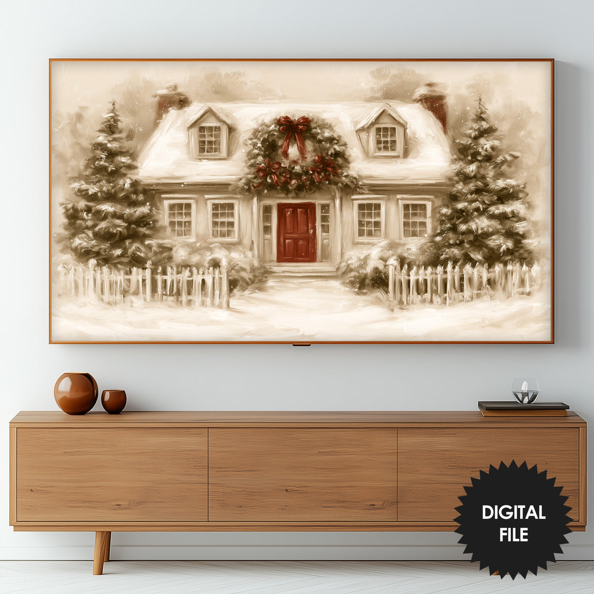 Christmas Cottage Frame TV Art | 3840 x 2160px JPEG | Instant Digital Download