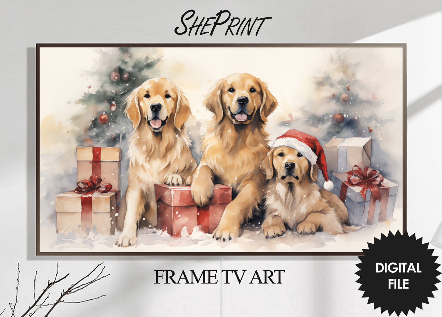 Christmas Retrievers Frame TV Art preview on Samsung Frame TV