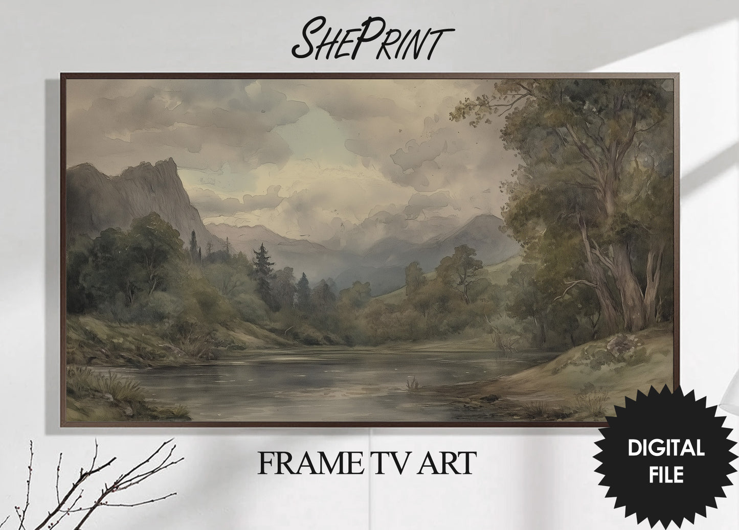 Frame TV Art, Moody Nature Landscape Oil Painting preview