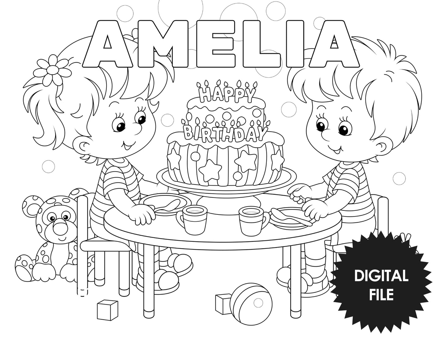 Personalized Birthday Coloring Pages For Kids, Custom Name & Age, Birthday Party Coloring, Kids Printables, 3 Pages PDF Download