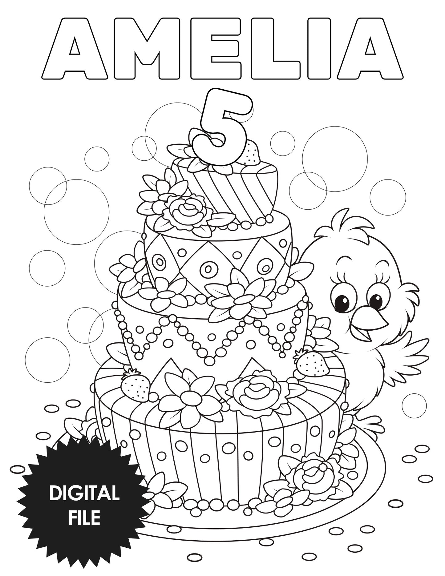 Personalized Birthday Coloring Pages For Kids, Custom Name & Age, Birthday Party Coloring, Kids Printables, 3 Pages PDF Download