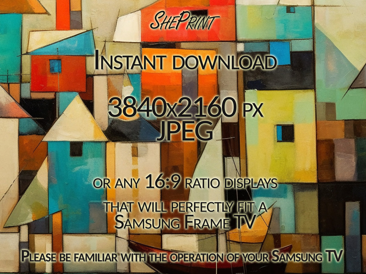 Samsung Frame TV Art Abstract Houses | Cubism Art | 3840x2160 pixels JPEG | Digital TV Art | Instant Download