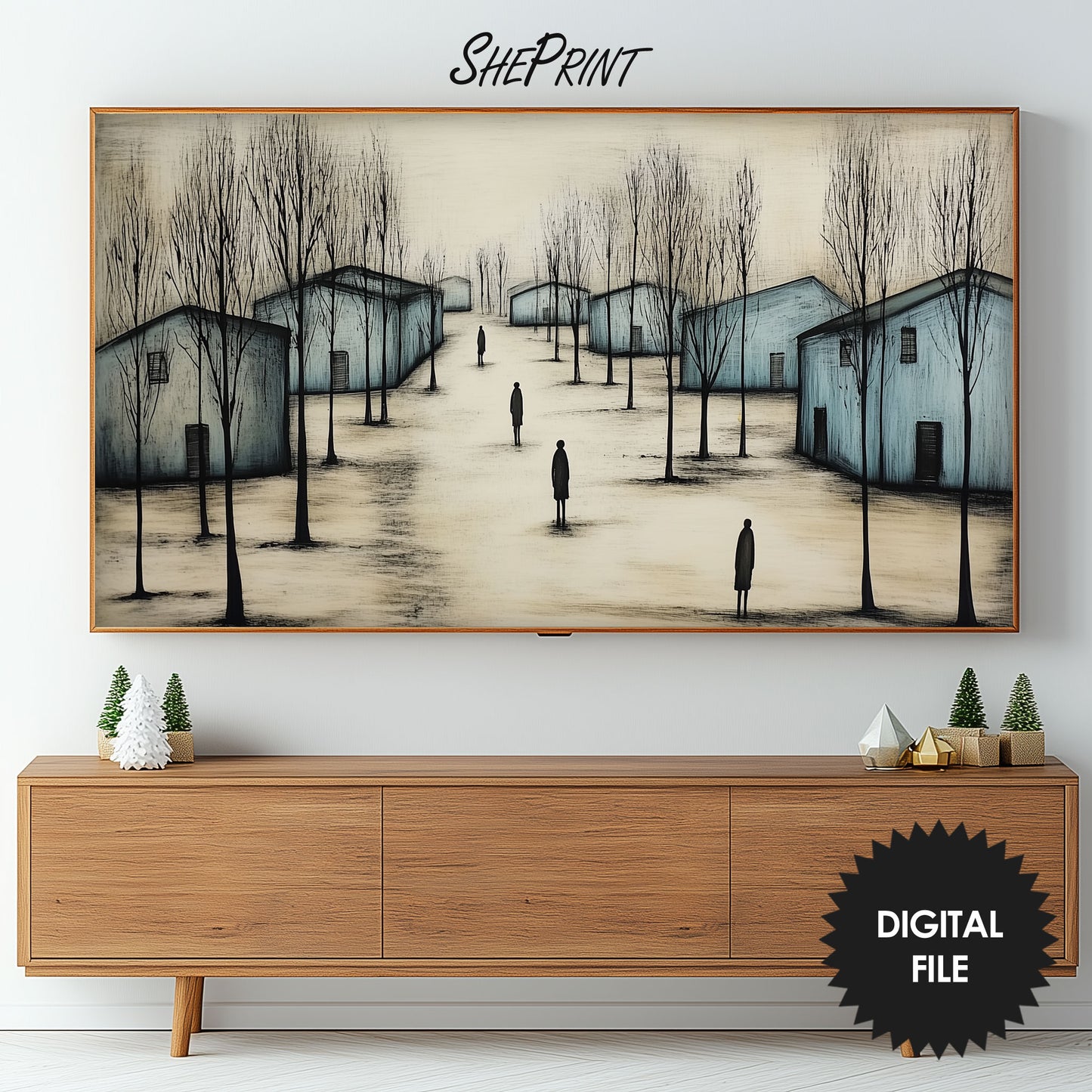 Distant Souls Winter Frame TV Art preview in living room