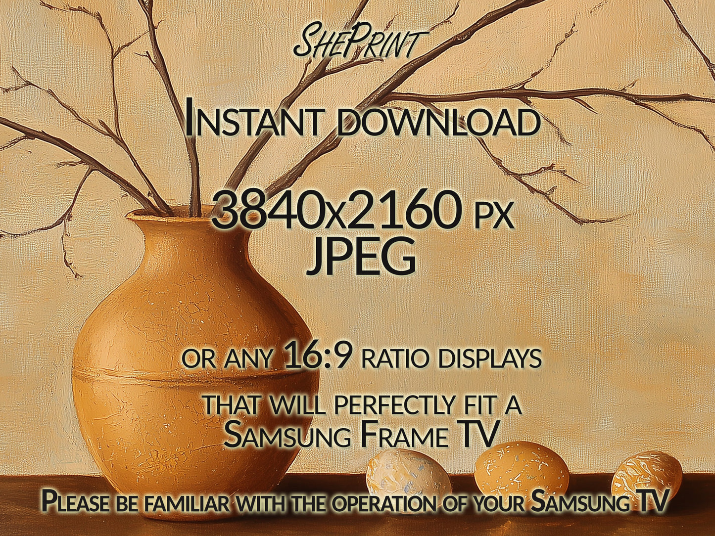 Easter Minimalism Frame TV Art | Earthy Elegance Easter-Inspired Still Life close up view