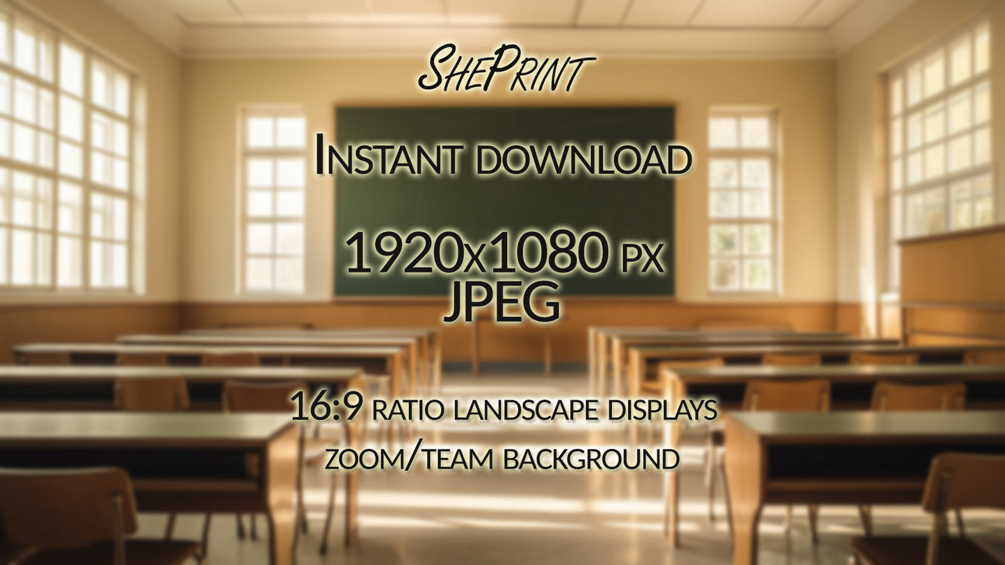 Zoom Background For Teachers, Empty Vintage Classroom full image blur version preview