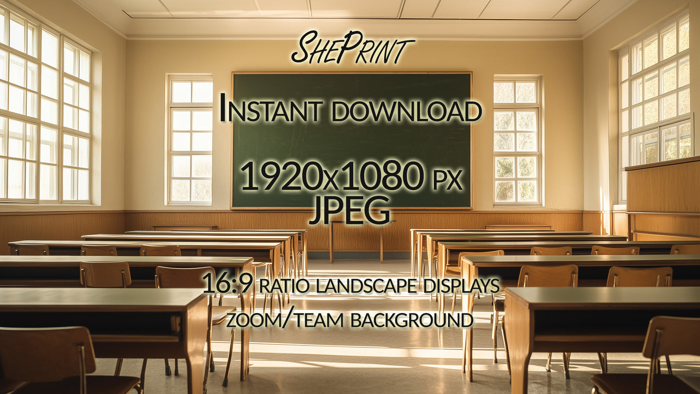 Zoom Background For Teachers, Empty Vintage Classroom full image clear version preview