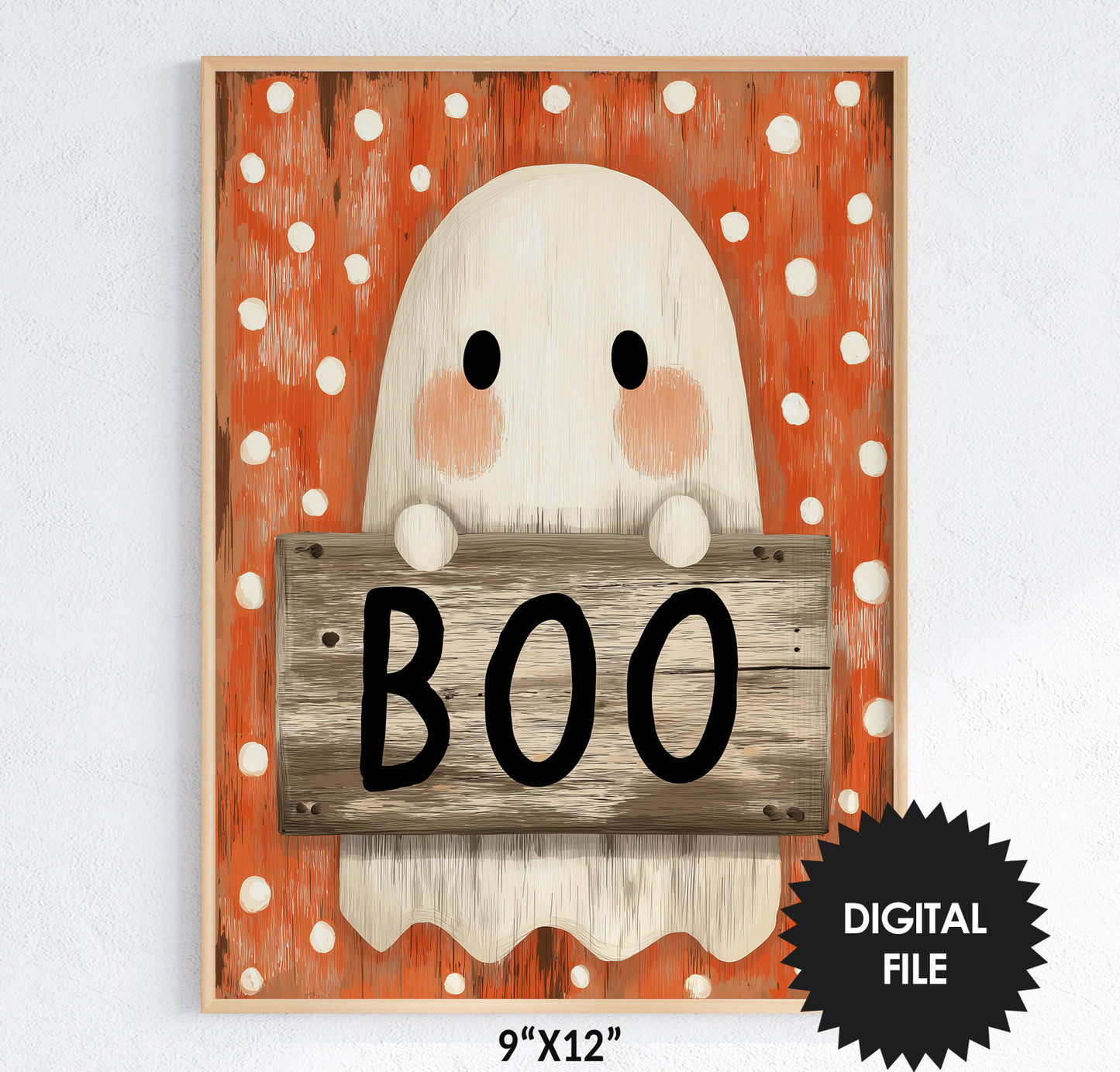 Halloween Wall Art For Kids, Set of 3 Prints, Cute Ghost print preview