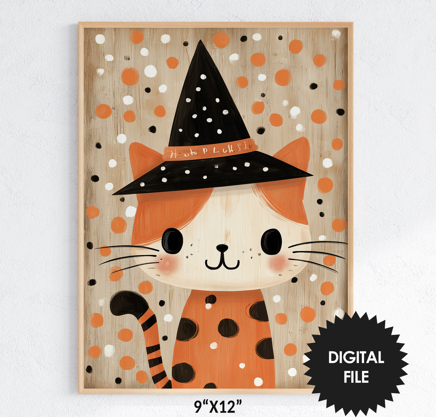 Halloween Wall Art For Kids, Set of 3 Prints, Cute Cat print preview