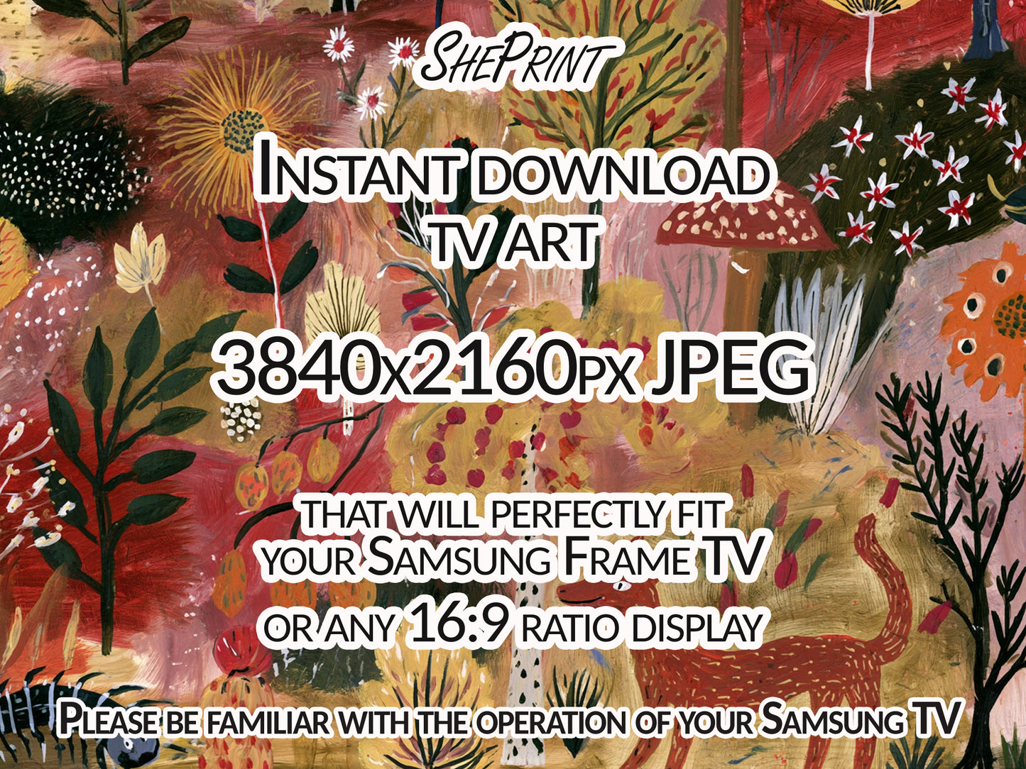 Fall TV Art Maximalism | 3840x2160 px JPEG | Instant Digital Download close up look