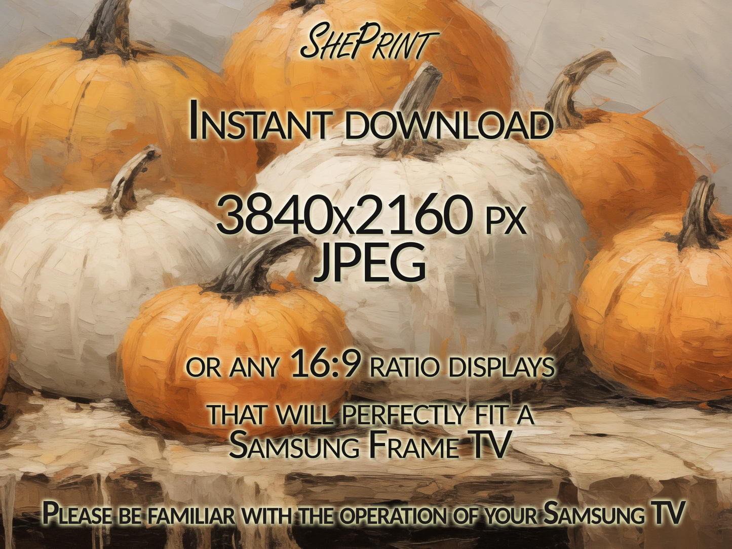 Framed TV Art Fall Pumpkins, Thanksgiving TV Art, Instant Download