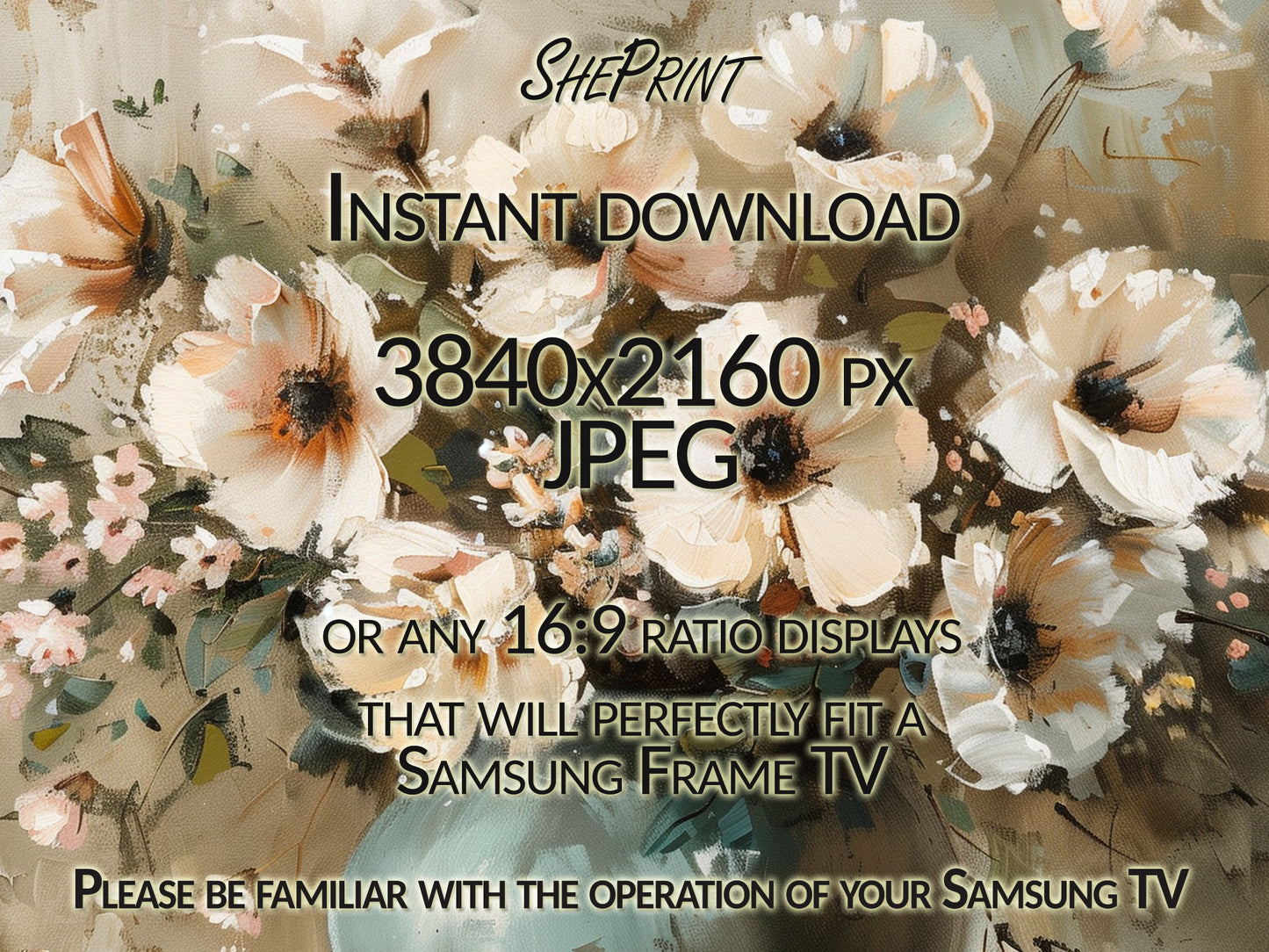 Flowers In Vase Still Life TV Painting close up view