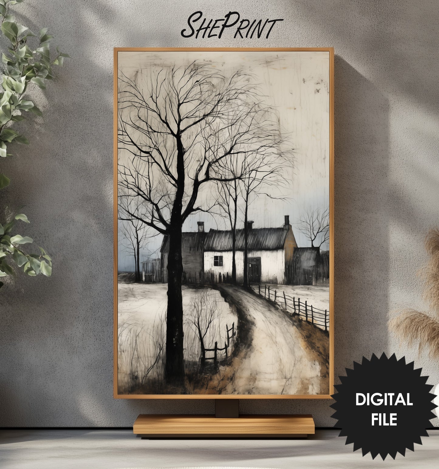 Frozen Lane To Home Winter Vertical TV Art preview on screen