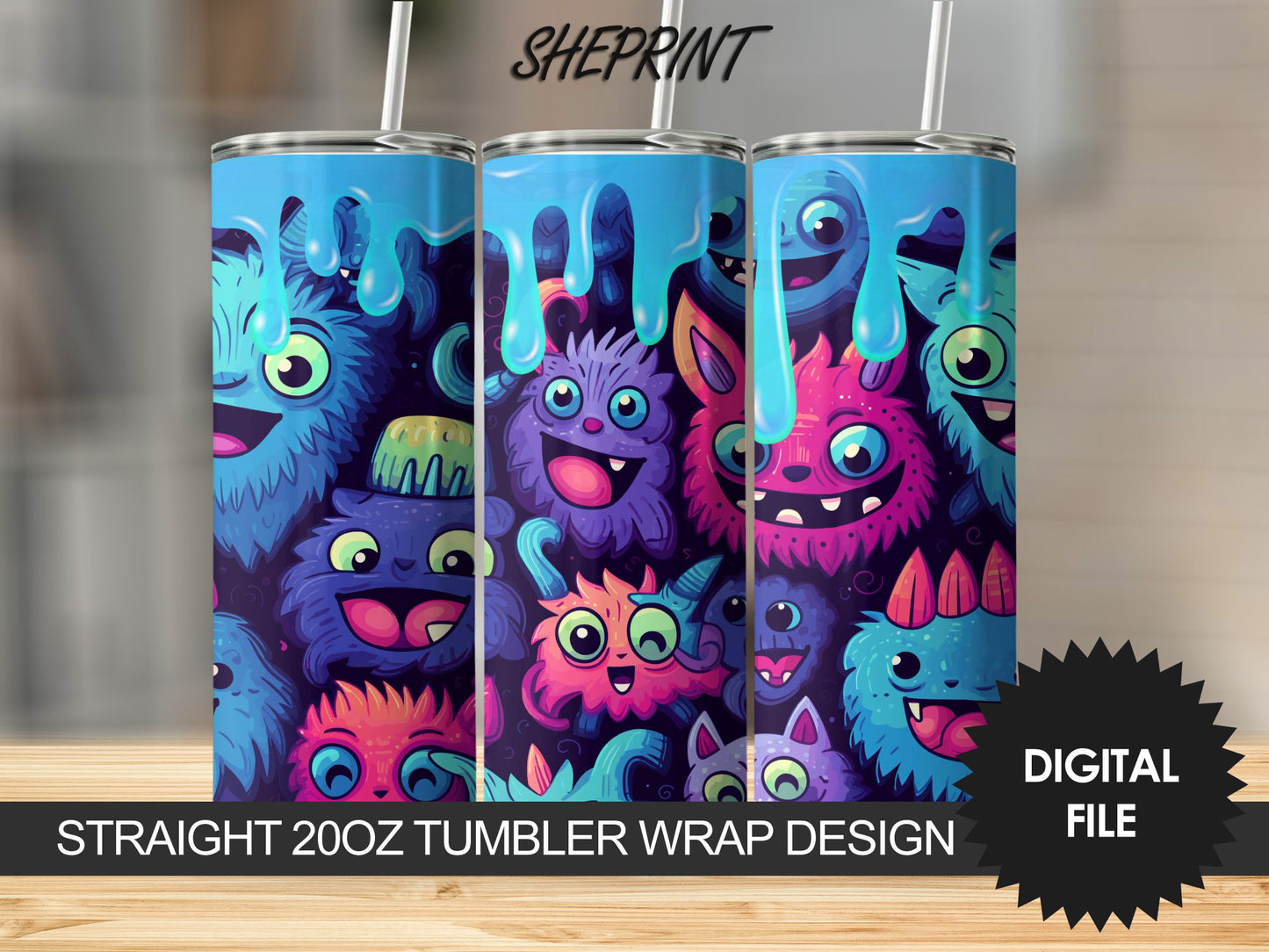 Funny Halloween Cats 20oz Sublimation Tumbler Design, Straight and Tapered 9.2 x 8.3”