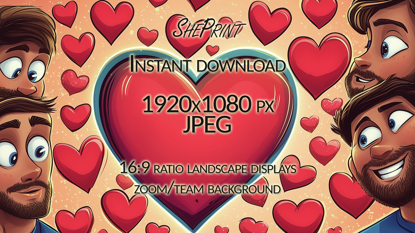 Funny Valentine's Day Zoom Background, Men Falling in Love With You full image review