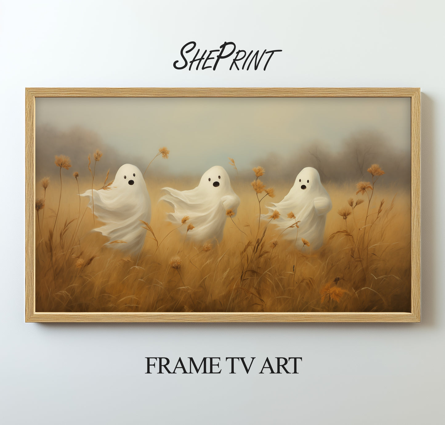 Halloween TV Art, Ghosts In Golden Field Painting