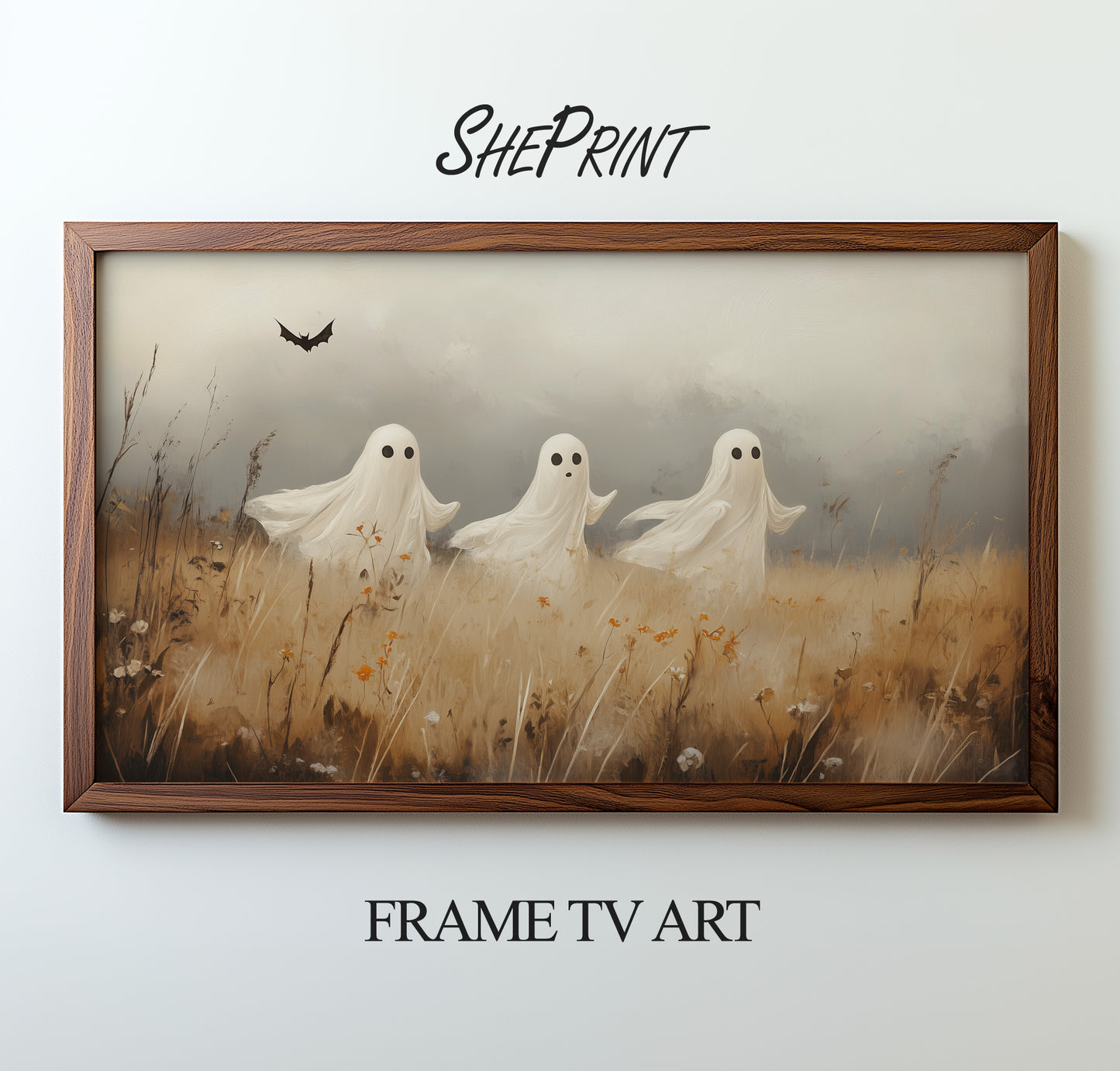 Samsung Frame TV Art | Three Ghosts In The Field Painting | Halloween TV Art