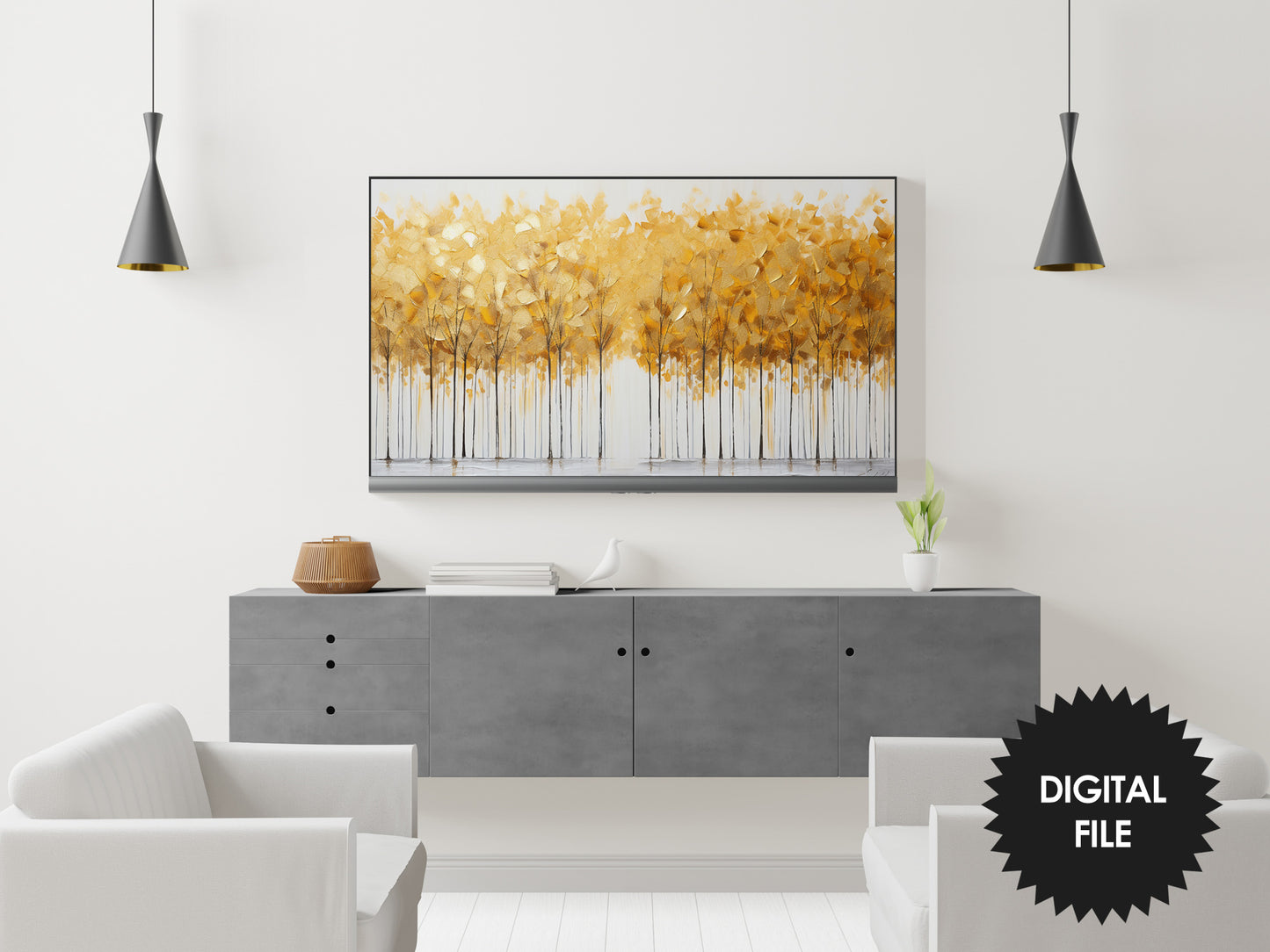 Fall Samsung Frame TV Art | Golden Trees | Digital TV Art | Digital Painting | Instant Download