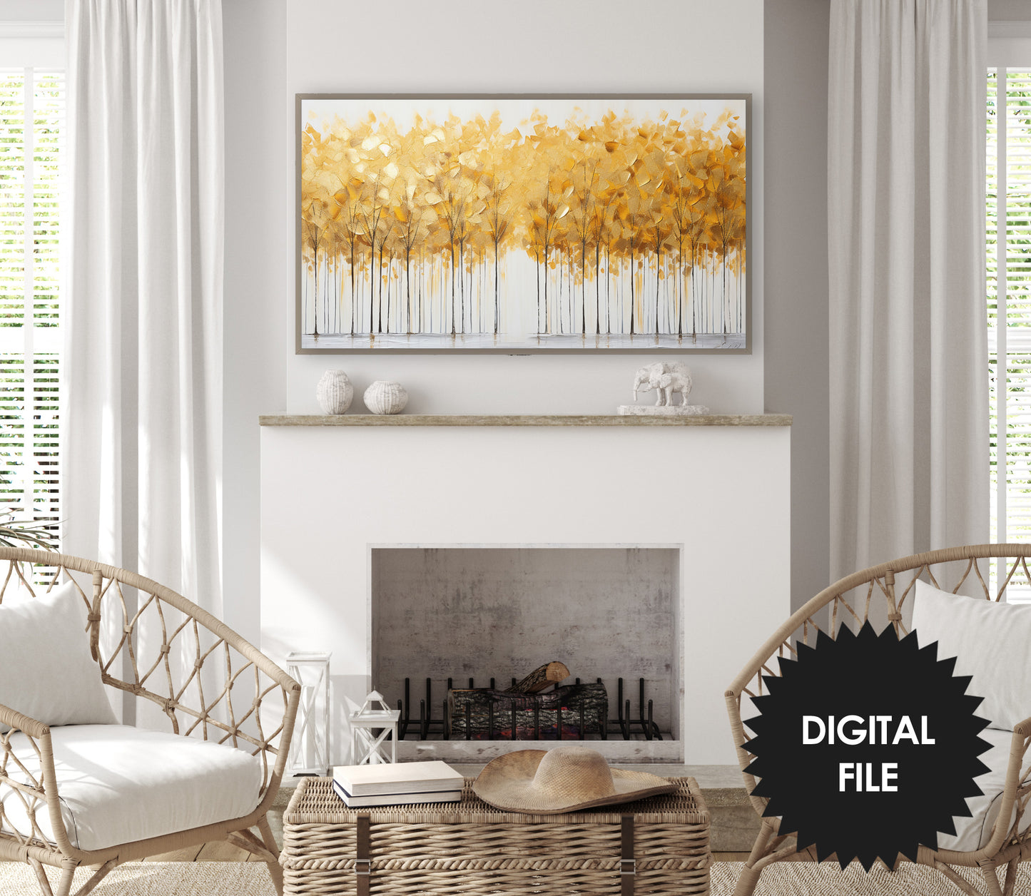 Fall Samsung Frame TV Art | Golden Trees | Digital TV Art | Digital Painting | Instant Download