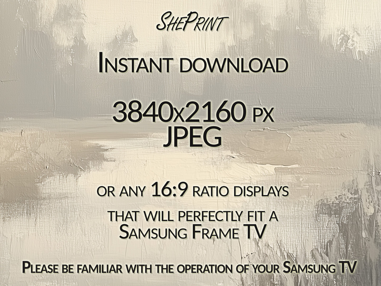 Abstract Minimalist Landscape Frame TV Art | Neutral Palette close up view