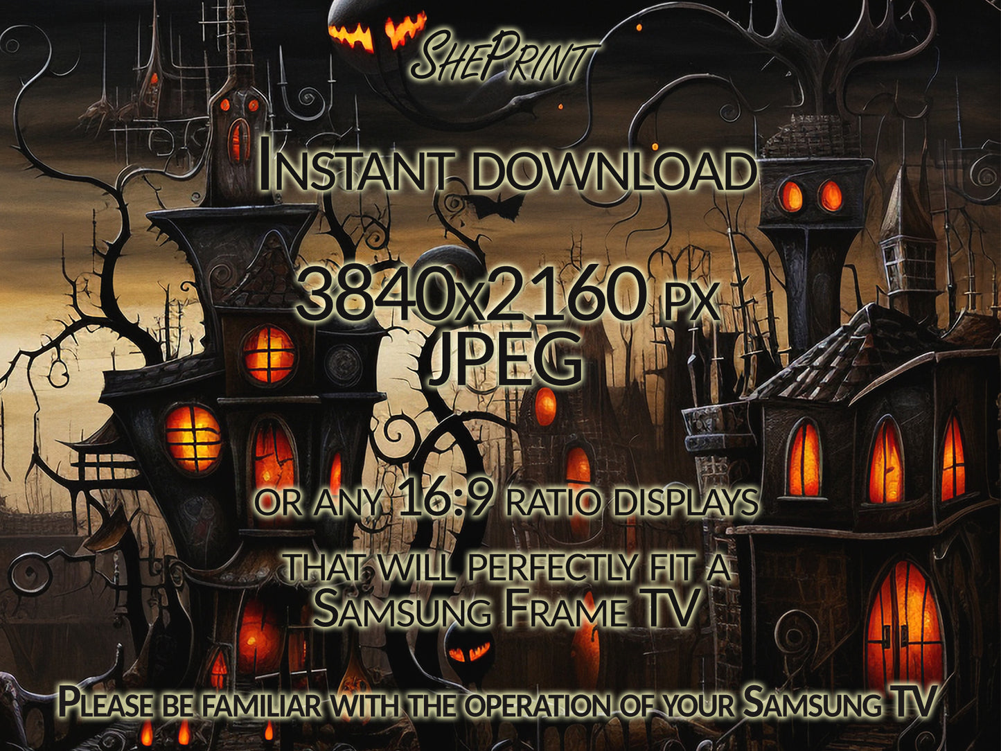Halloween Samsung Frame TV Art, Halloween Night, Digital TV Art, Instant Download