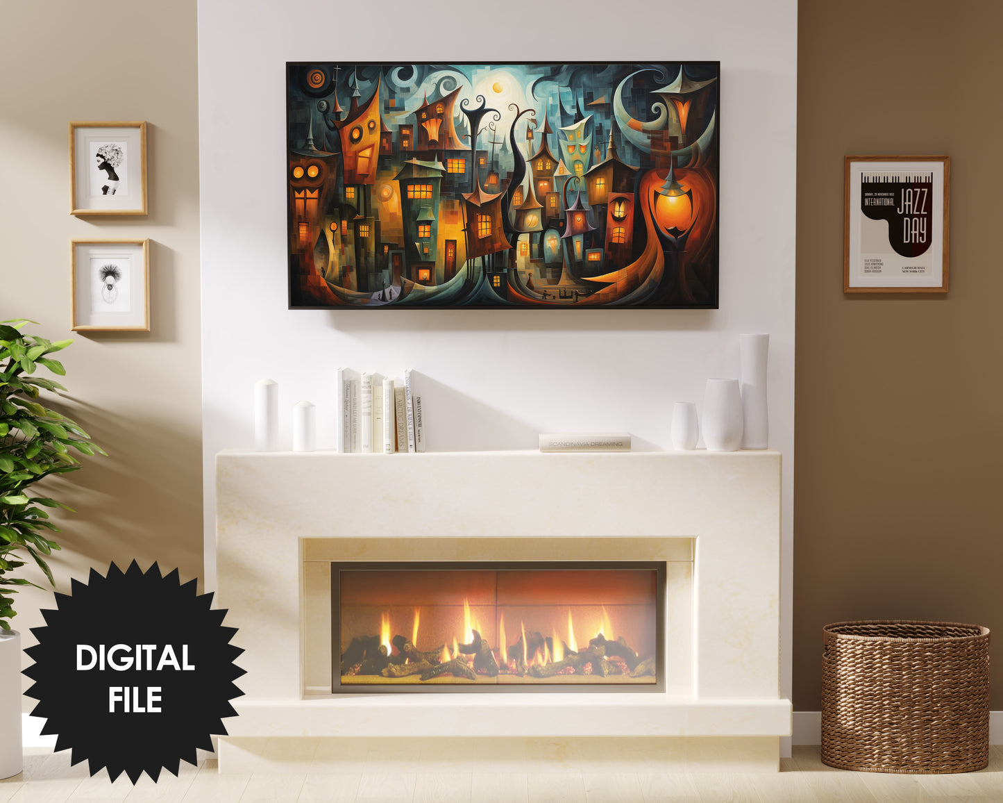 Samsung Frame TV Art, Halloween Town, Digital TV Art, Instant Download