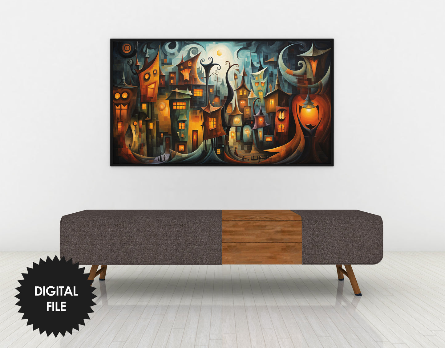 Samsung Frame TV Art, Halloween Town, Digital TV Art, Instant Download