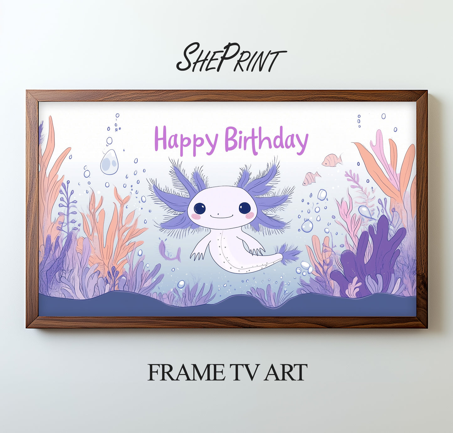 Frame TV Art For Kids | Axolotl Themed Birthday Party Decor | Axolotl Drawing, preview on screen
