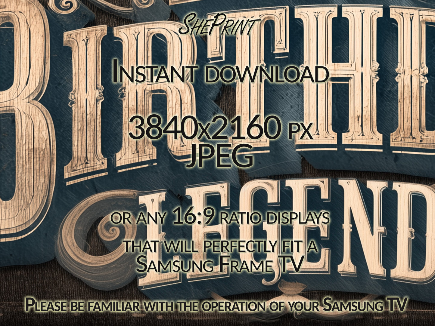Happy Birthday Legend Victorian Sign TV Art close up view