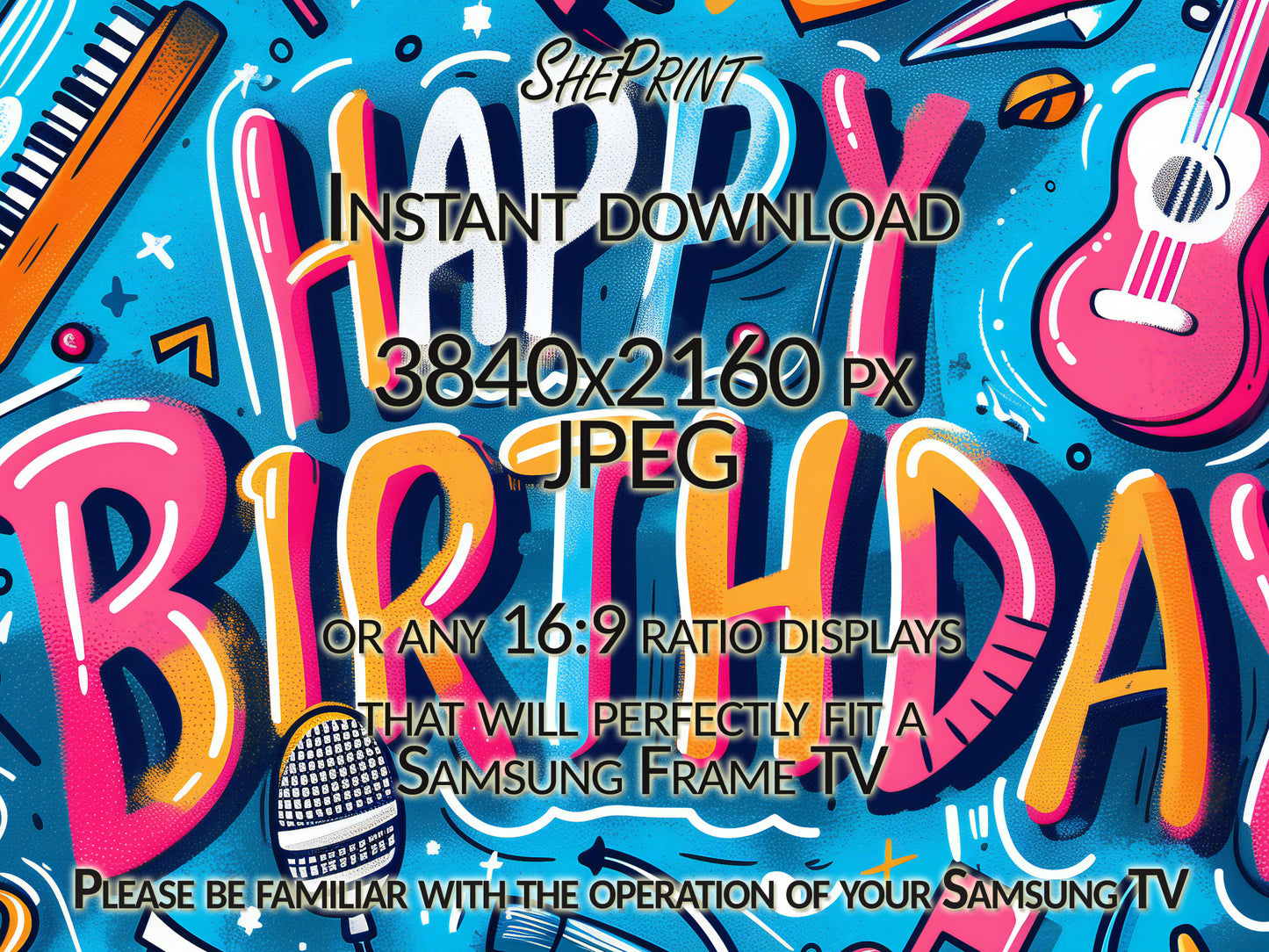 Frame TV Art | Happy Birthday Music Theme For Kids close up view