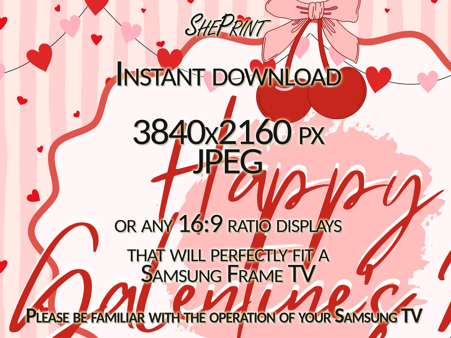 Galentine's Day TV Art For Girls | Samsung Frame Banner close up view