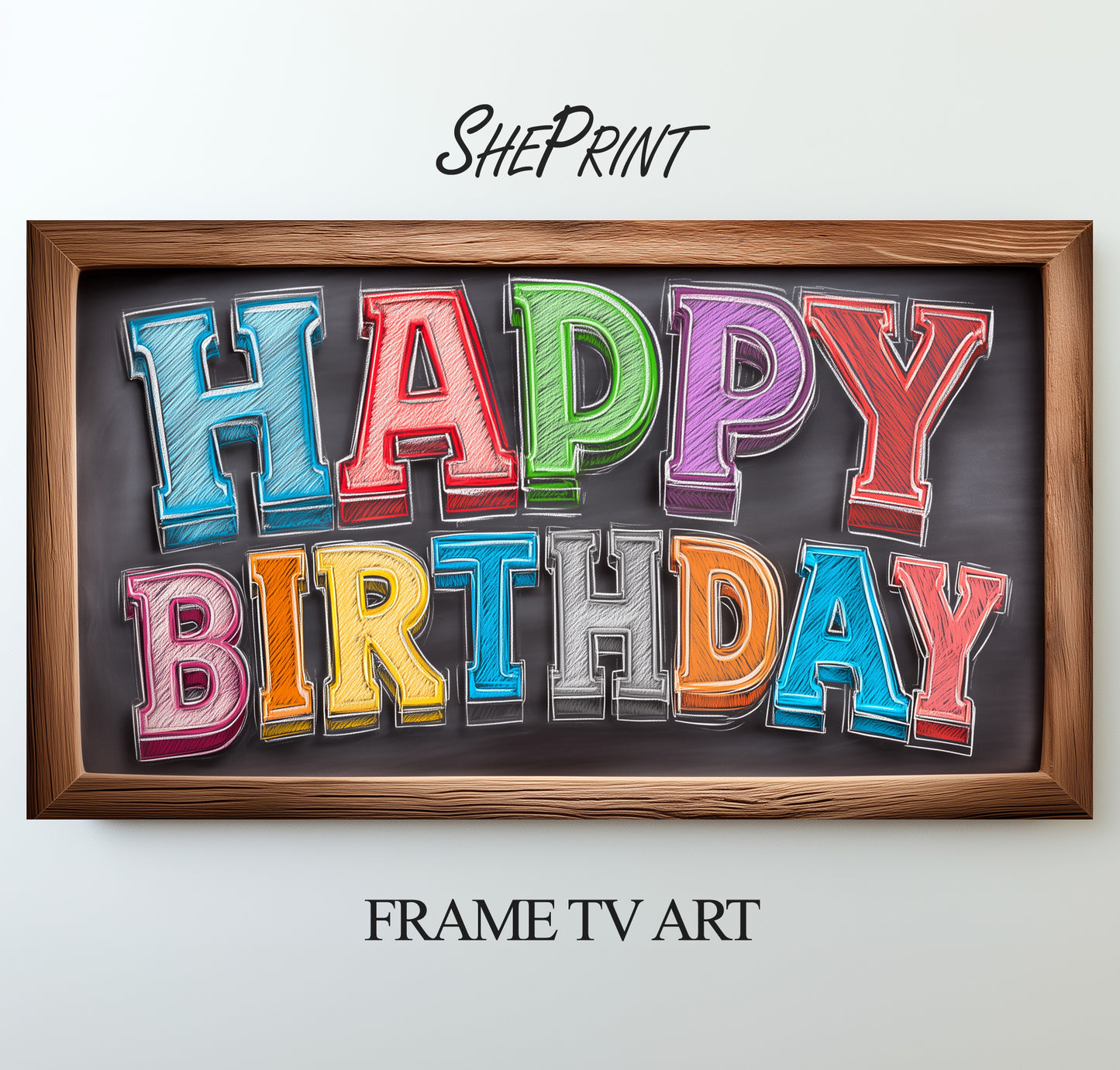 Frame TV Art | Happy Birthday Written On Old Vintage School Chalkboard
