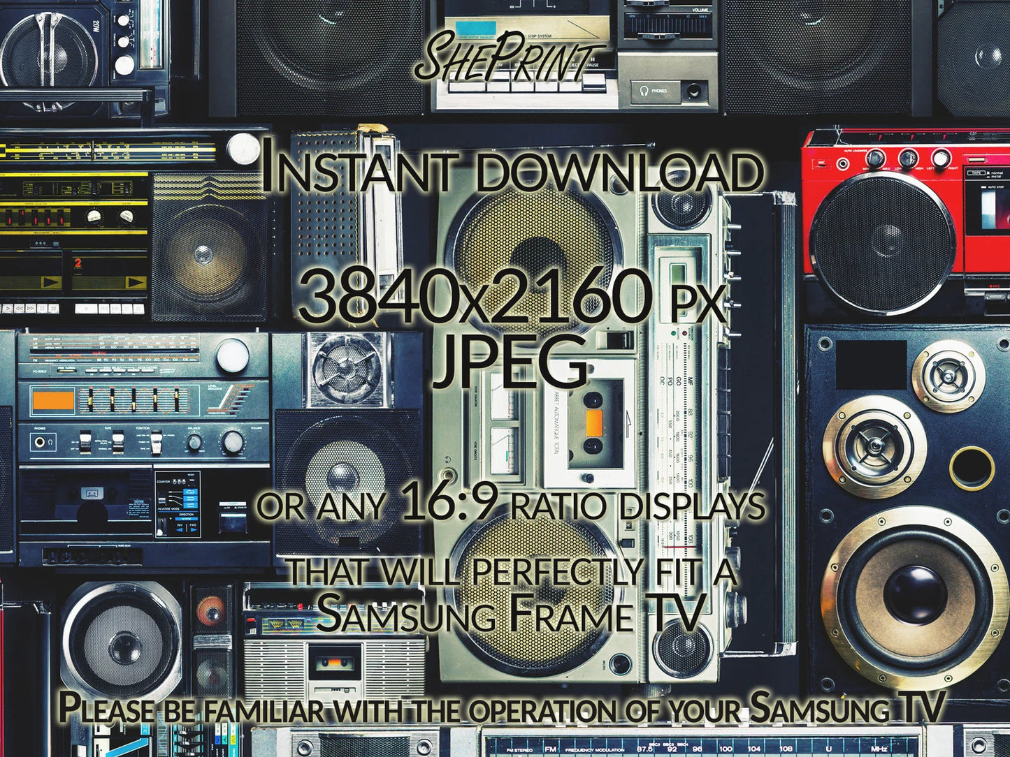 Samsung Frame TV Art Boombox Radio | Hip Hop Tv Art | Cassette Player Retro Art | 3840x2160 px JPEG | Digital TV Art | Instant Download