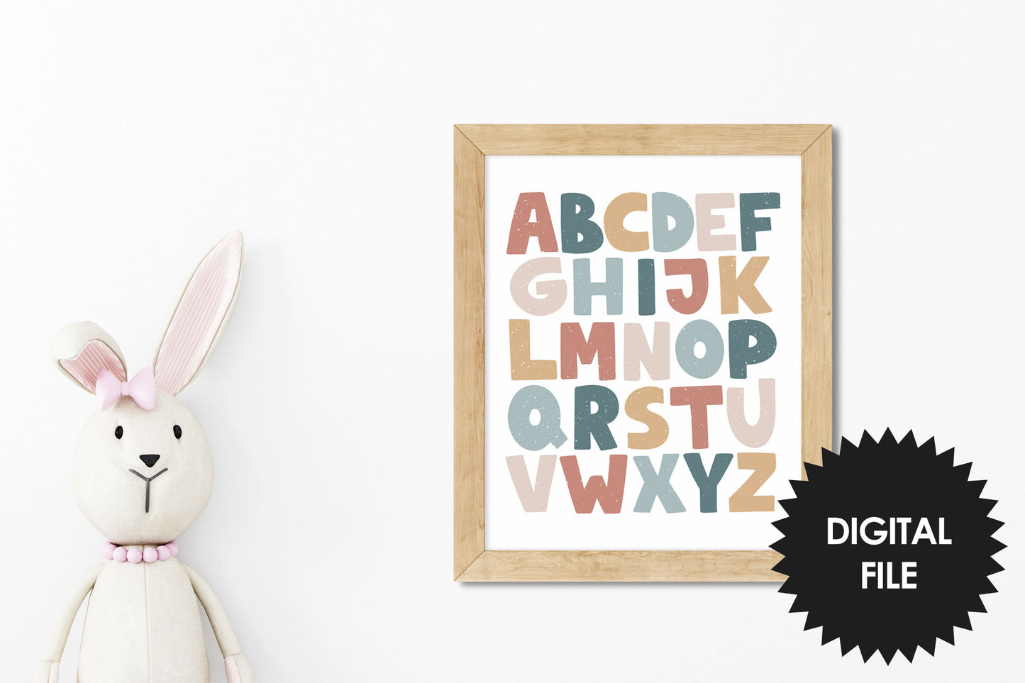 Alphabet Poster, Neutral Boho Nursery, Printable Wall Art, Kids Room Decor, Nursery Prints, Kids Educational Posters, Print Up To 17x22inch