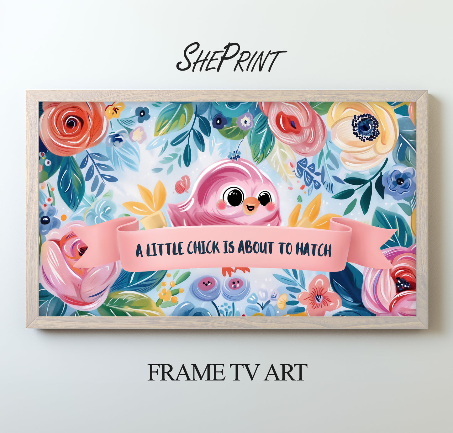 Baby Shower Frame TV Art | A Little Chick Is About To Hatch Banner