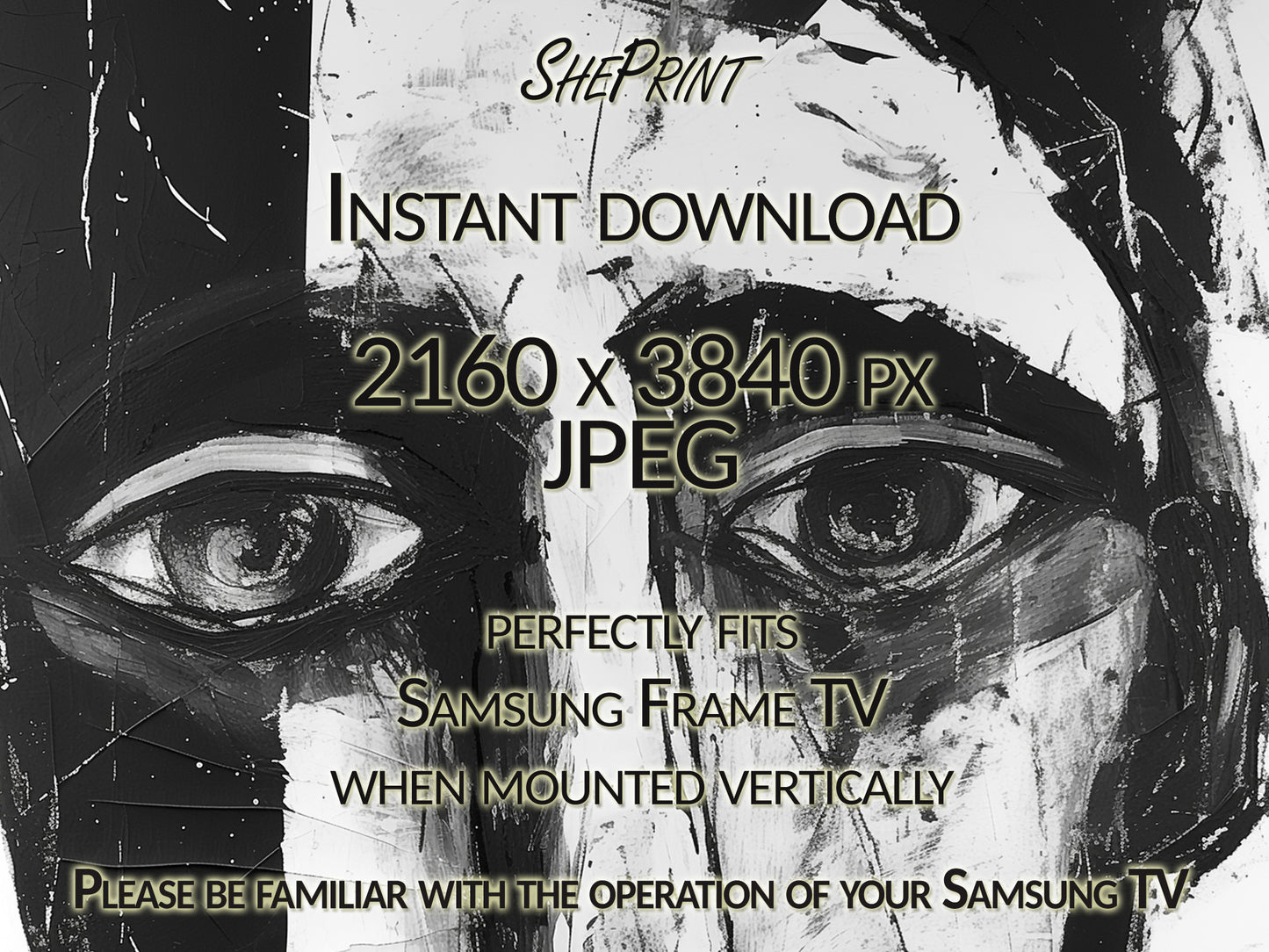 Vertical Frame TV Art, Man Abstract Portrait close up view