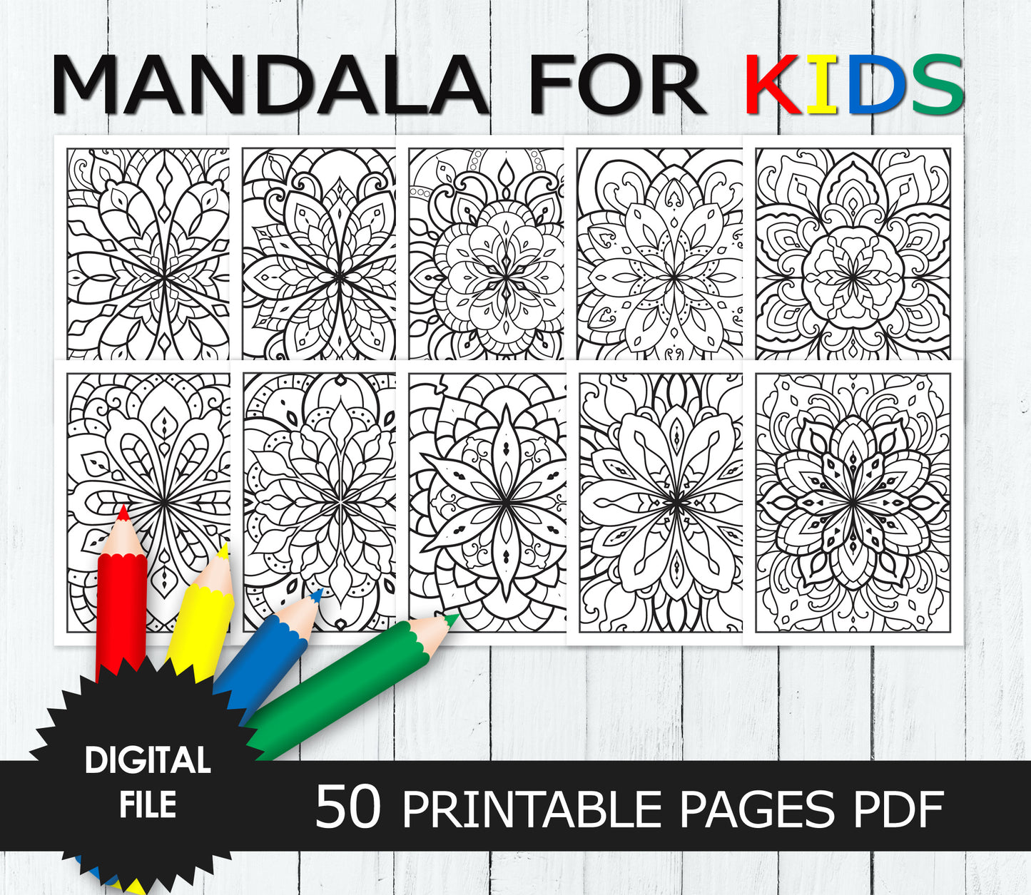 Mandala 50 Printable Coloring Pages For Kids, preview pages 41-50