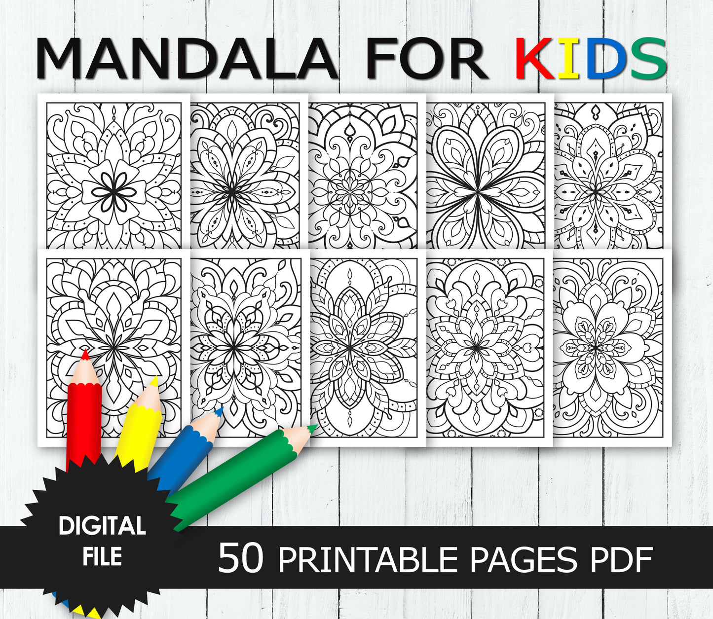 Mandala 50 Printable Coloring Pages For Kids, preview pages 21-30