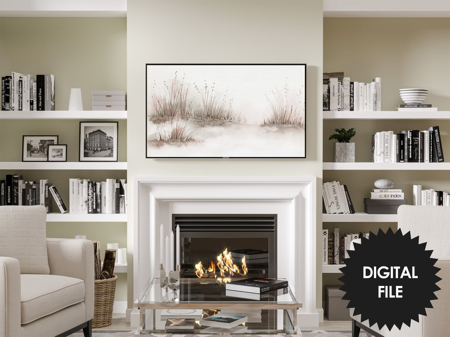 Samsung Frame TV Art Minimalist Fall Scene Art | Digital TV Art | Instant Download